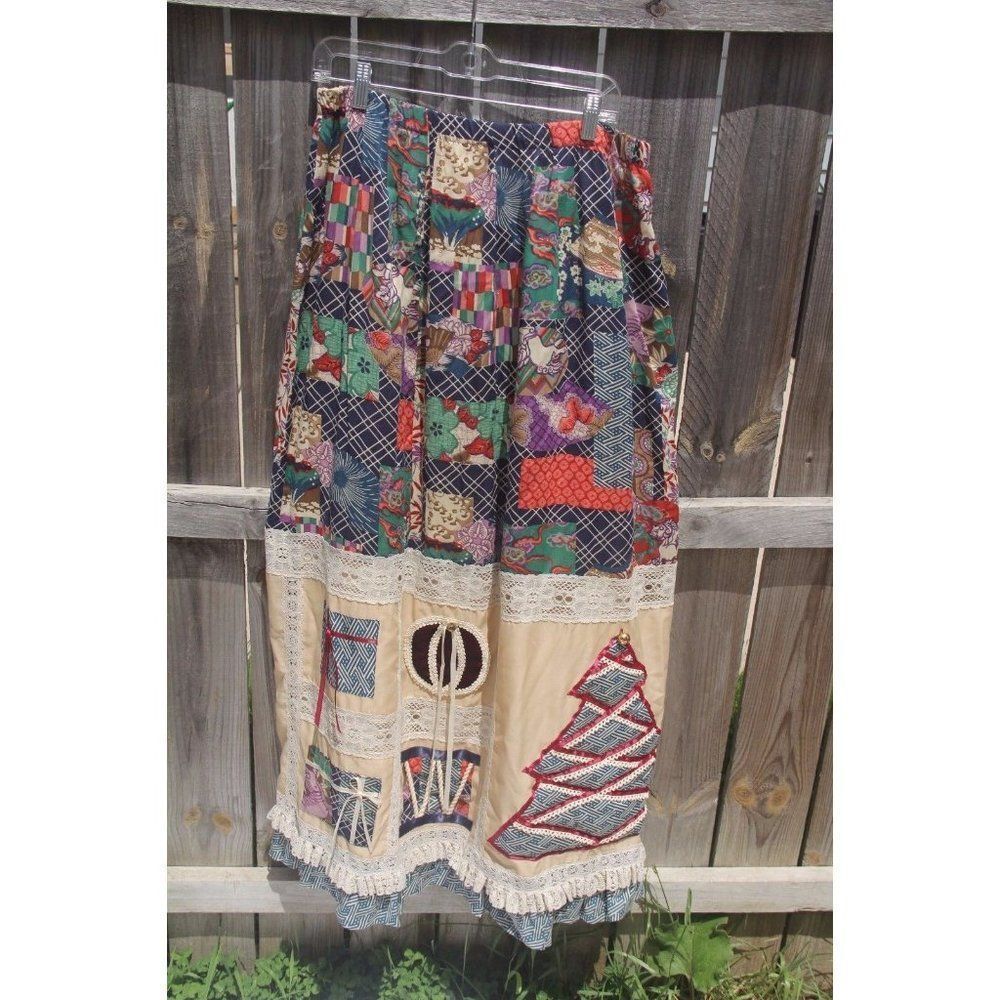 Chessa davis Christmas holiday skirt presents‎ tree maxi vintage maxi bells folk
